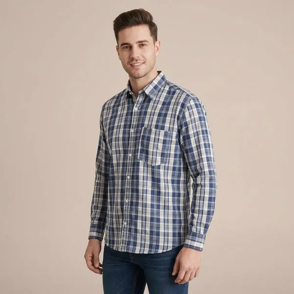 Multicolor_Printed_Geometric_Print_Checkered_Casual_Shirt_For_Men