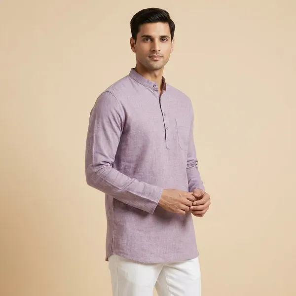 Lavender_Solid_Straight_Kurta_For_Men
