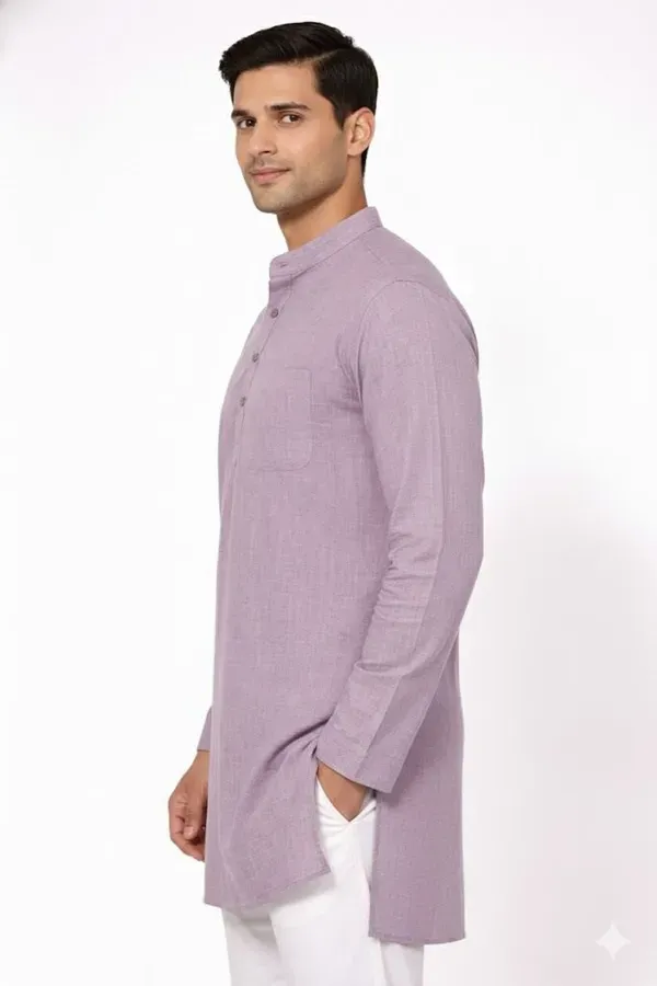 Lavender_Solid_Straight_Kurta_For_Men