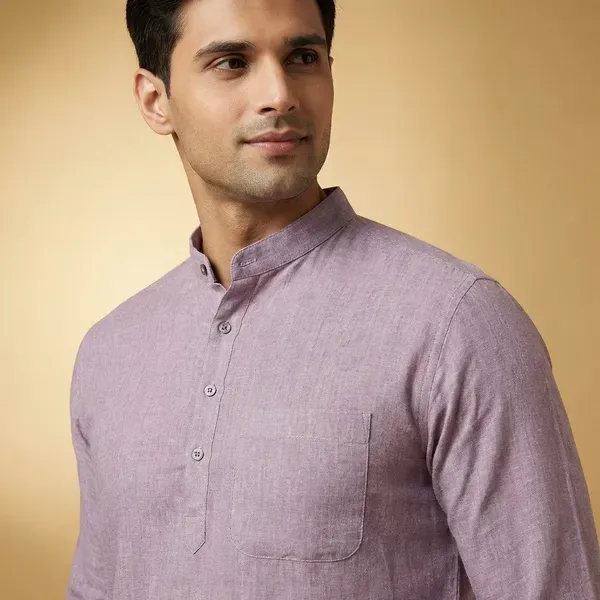 Lavender_Solid_Straight_Kurta_For_Men