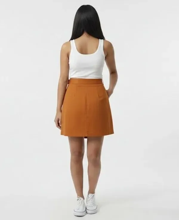 Rust_Orange_Solid_Wrap_Around_Skirt_For_Women