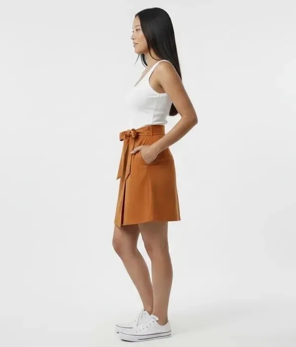 Rust_Orange_Solid_Wrap_Around_Skirt_For_Women