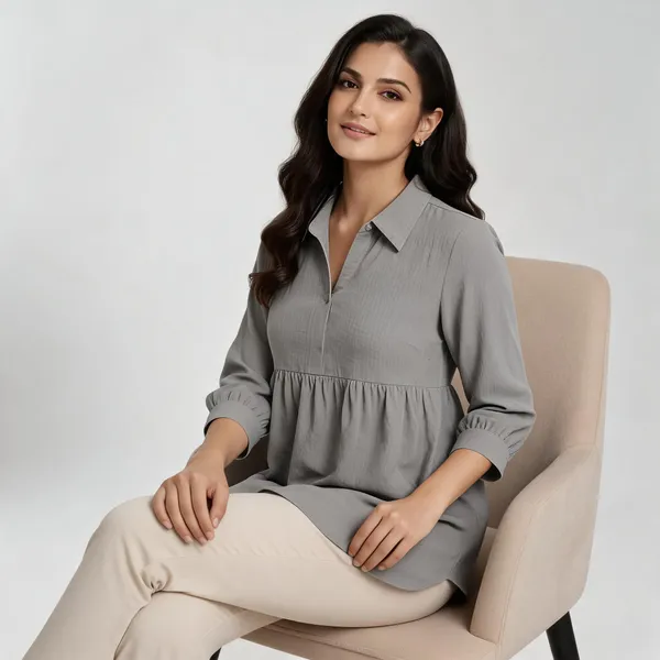 Grey_Casual_Self_Design_Top_For_Women