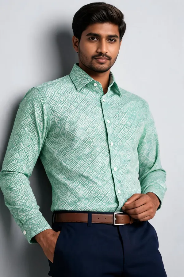 Multicolor_Printed_Geometric_Print_Checkered_Casual_Shirt_For_Men