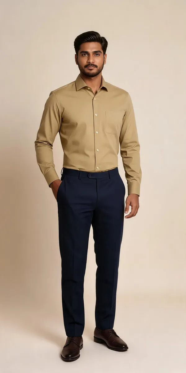 Khaki_Solid_Formal_Shirt_For_Men