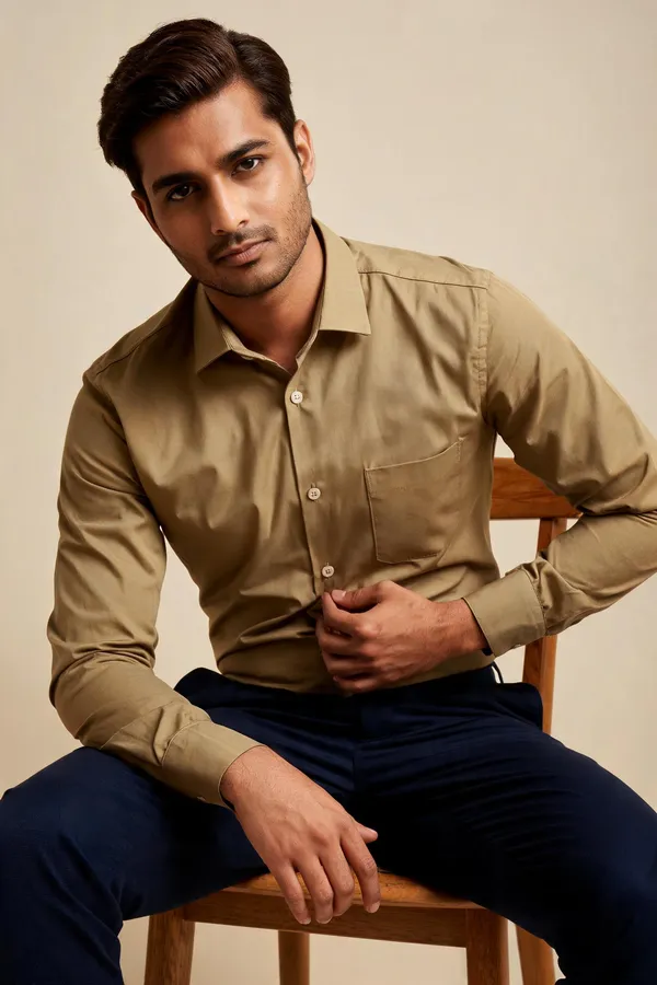 Khaki_Solid_Formal_Shirt_For_Men