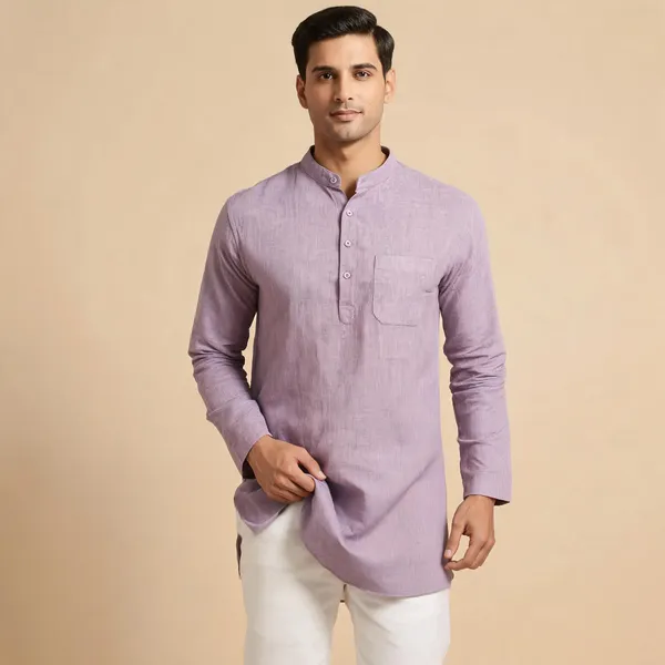 Lavender_Solid_Straight_Kurta_For_Men