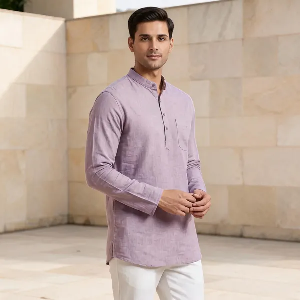 Lavender_Solid_Straight_Kurta_For_Men