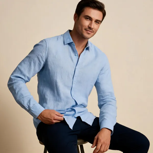 Light_Blue_Mojamedi_Self_Design_Casual_Shirt_For_Men
