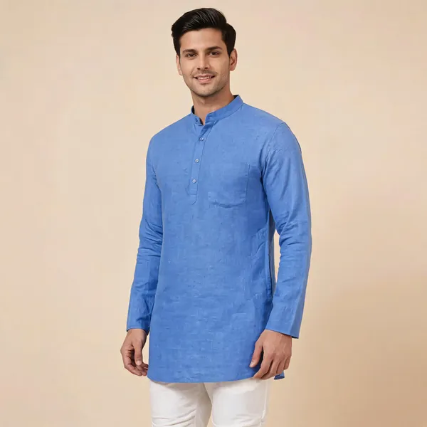 Blue_Solid_Straight_Kurta_For_Men