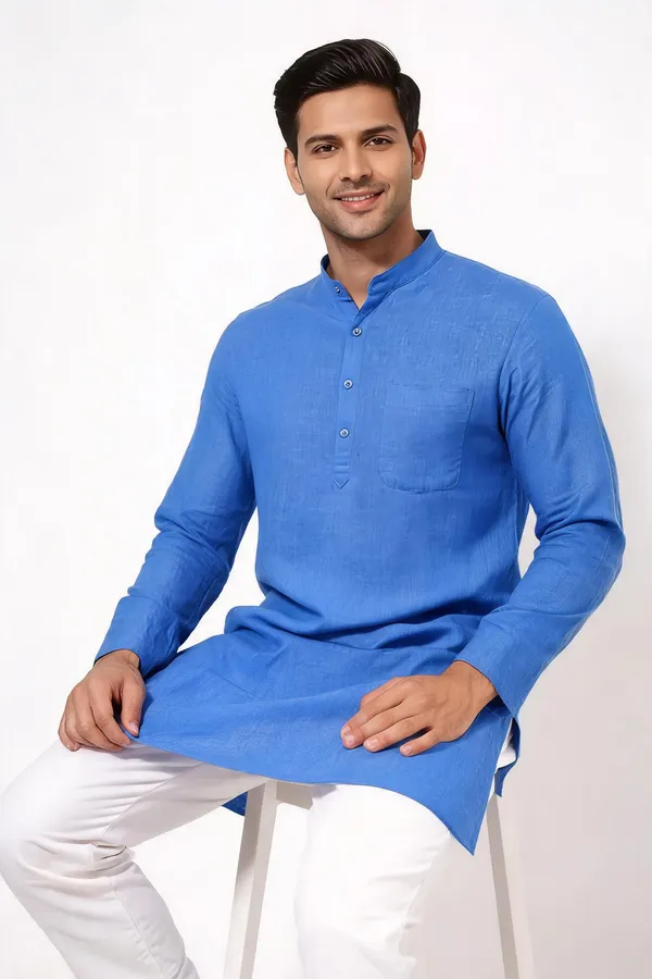Blue_Solid_Straight_Kurta_For_Men