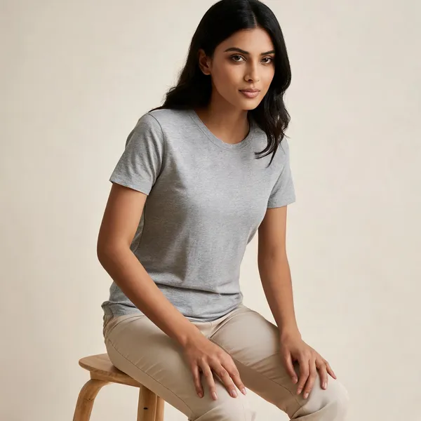 Grey_Solid_Round_Neck_T_Shirt_For_Women