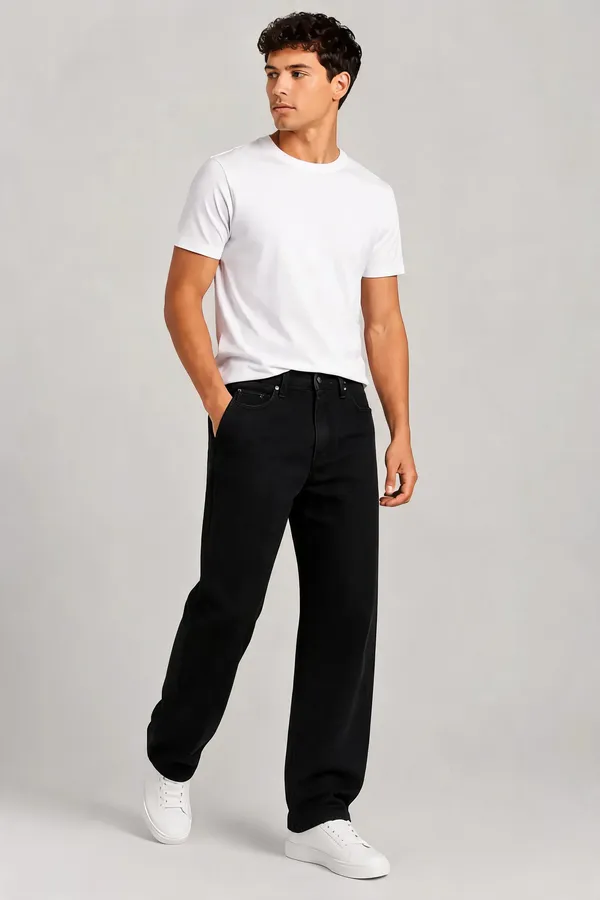 Men_S_Black_Straight_Fit_Jeans_Classic_Casual_Denim_Pants