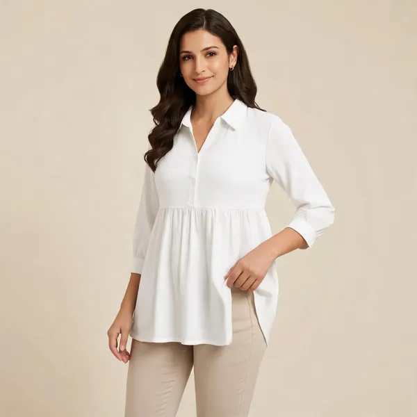 White_Casual_Self_Design_Top_For_Women