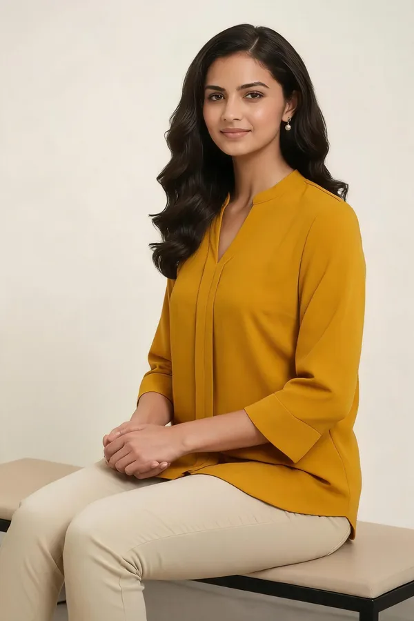 Mustard_Yellow_Formal_Solid_Top_For_Women