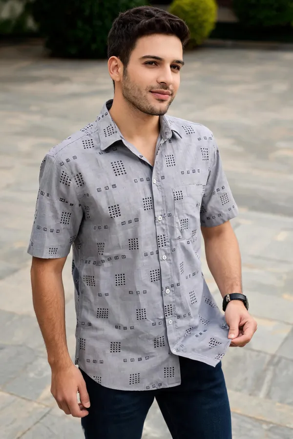 Grey_Geometric_Print_Casual_Shirt_For_Men