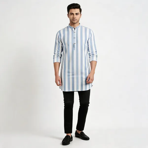 Blue_Solid_A_Line_Kurta_For_Men
