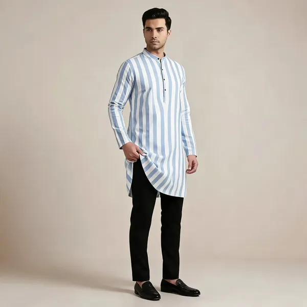 Blue_Solid_A_Line_Kurta_For_Men