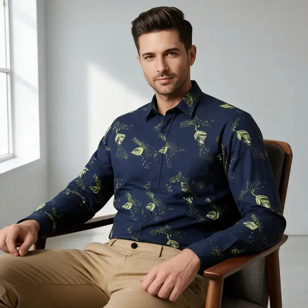 Blue_Printed_Floral_Print_Formal_Shirt_For_Men