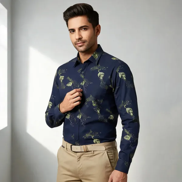 Blue_Printed_Floral_Print_Formal_Shirt_For_Men
