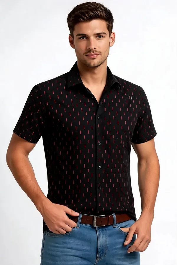 Black_Short_Sleeve_Shirt_With_Red_Geometric_Print_For_Men