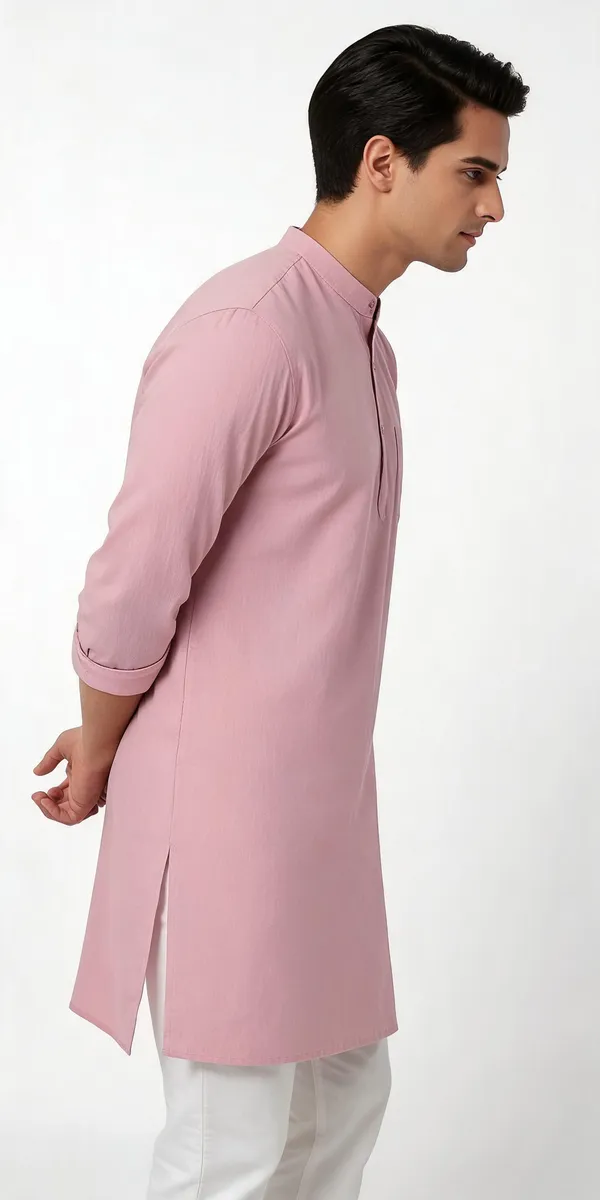 Light_Pink_Solid_Straight_Kurta_For_Men