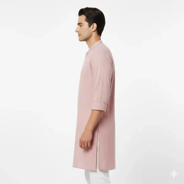 Light_Pink_Solid_Straight_Kurta_For_Men