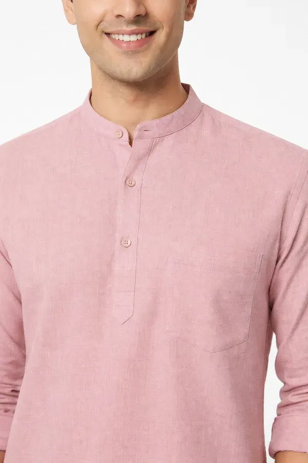 Light_Pink_Solid_Straight_Kurta_For_Men