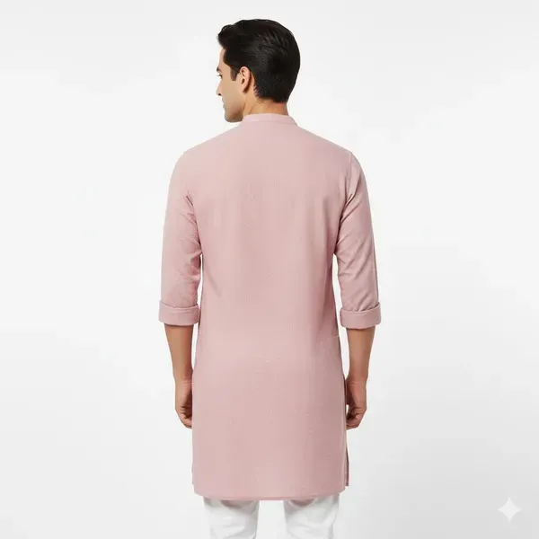Light_Pink_Solid_Straight_Kurta_For_Men