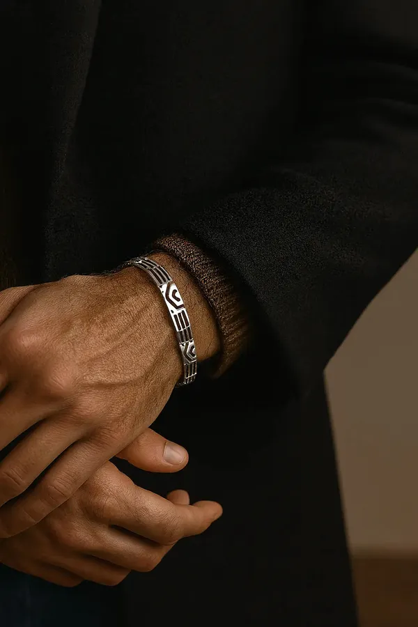 925_Sterling_Silver_Geometric_Cuff_Bracelet_For_Men_Handcrafted_Minimal_Luxury_Default_Title