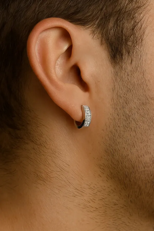 Premium_Sterling_Silver_Men_S_Hoop_Earring_With_Sparkling_Detailing_Default_Title