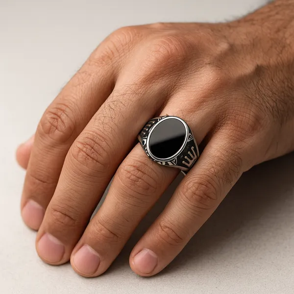 925_Pure_Silver_Black_Onyx_Men_S_Vintage_Royal_Rings_Premium_Oval_Stone_Statement_Band_With_Antique_Engraving_Default_Title