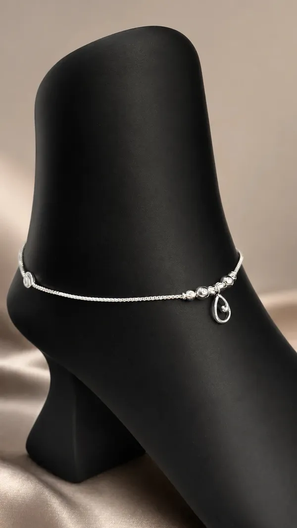 Celestial_Teardrop_925_Sterling_Silver_Anklet_Of_Poised_Modern_Grace_Single