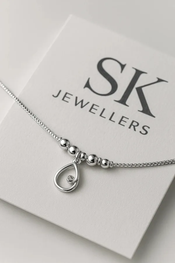 Celestial_Teardrop_925_Sterling_Silver_Anklet_Of_Poised_Modern_Grace_Single