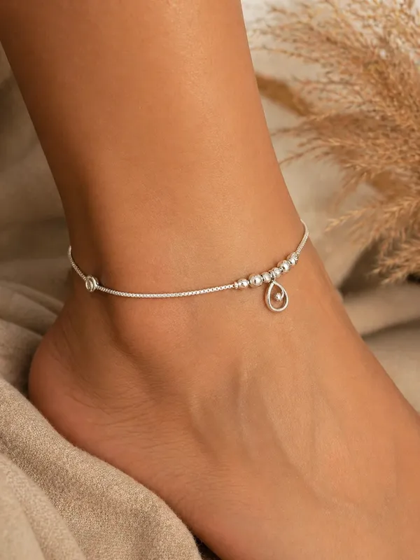 Celestial_Teardrop_925_Sterling_Silver_Anklet_Of_Poised_Modern_Grace_Single