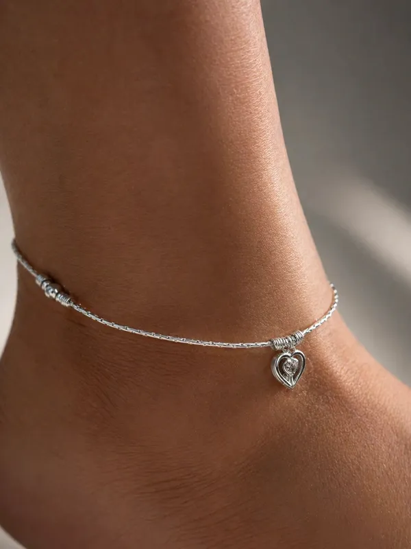 Eternal_Heartbeat_925_Sterling_Silver_Anklet_With_Dazzling_Crystal_Charm_Single