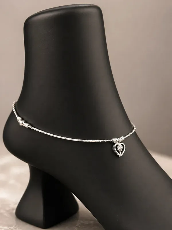 Eternal_Heartbeat_925_Sterling_Silver_Anklet_With_Dazzling_Crystal_Charm_Single
