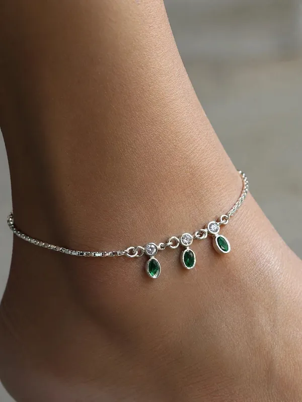 Enchanted_Forest_925_Silver_Anklet_With_Emerald_Green_And_Crystal_Glow_Single