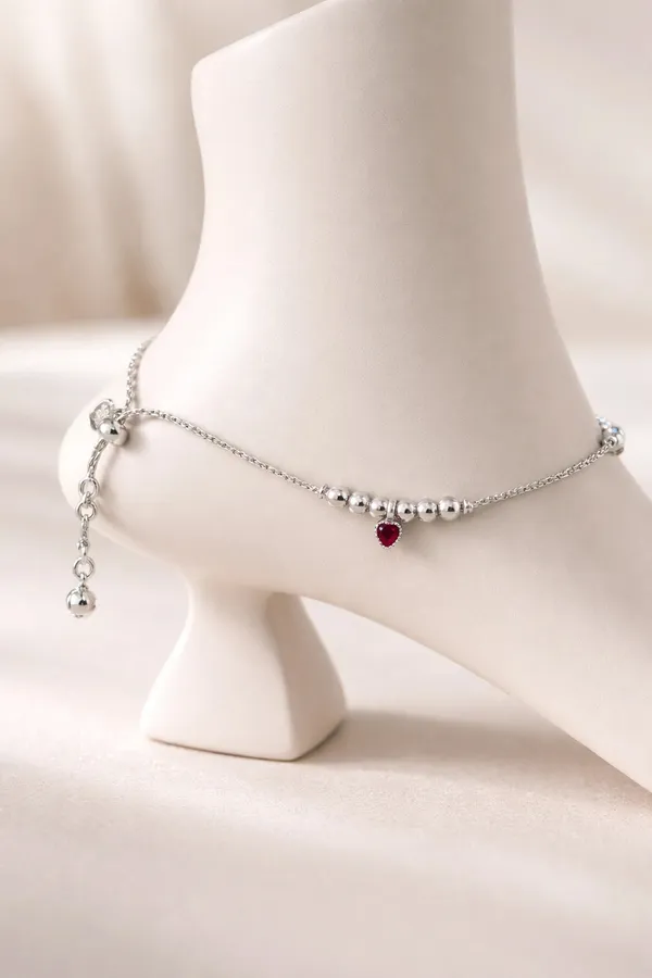Crimson_Heartbeat_Beaded_Silver_Anklet_A_Delicate_Promise_In_Every_Step_Single