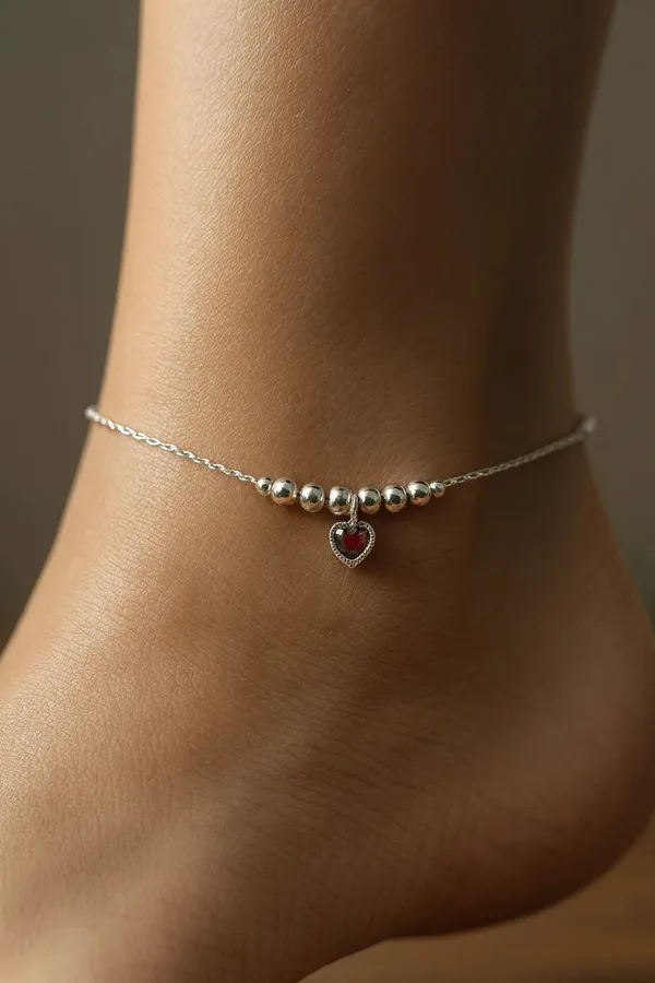 Crimson_Heartbeat_Beaded_Silver_Anklet_A_Delicate_Promise_In_Every_Step_Single