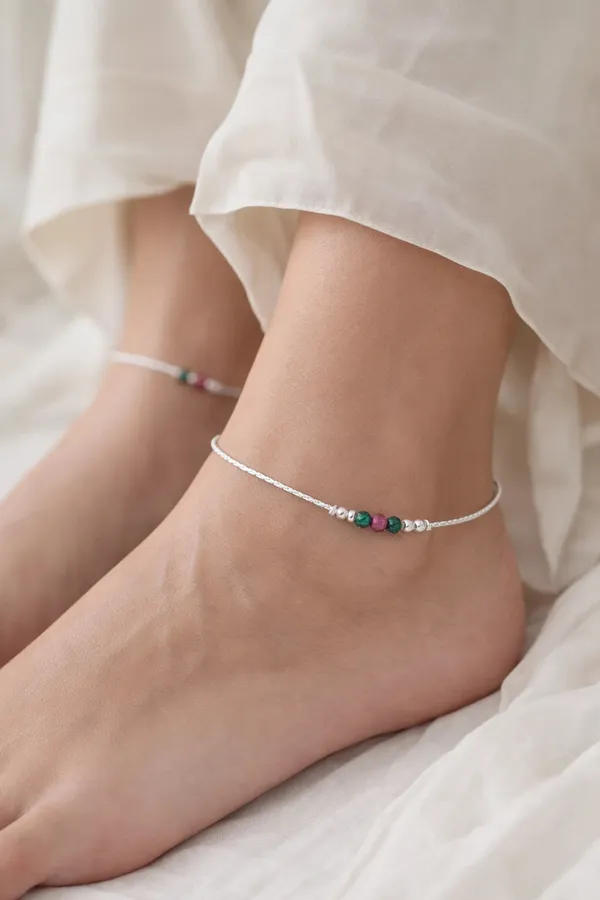 Aurora_Tranquil_Beaded_Silver_Pair_Of_Anklet_Triple_Hue_Charms_For_Serene_Grace_Single