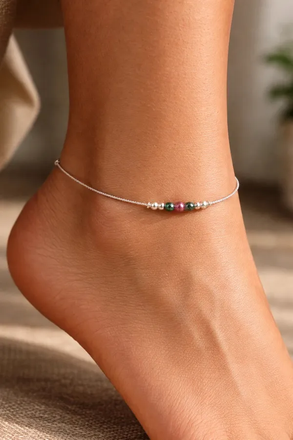 Aurora_Tranquil_Beaded_Silver_Pair_Of_Anklet_Triple_Hue_Charms_For_Serene_Grace_Pair