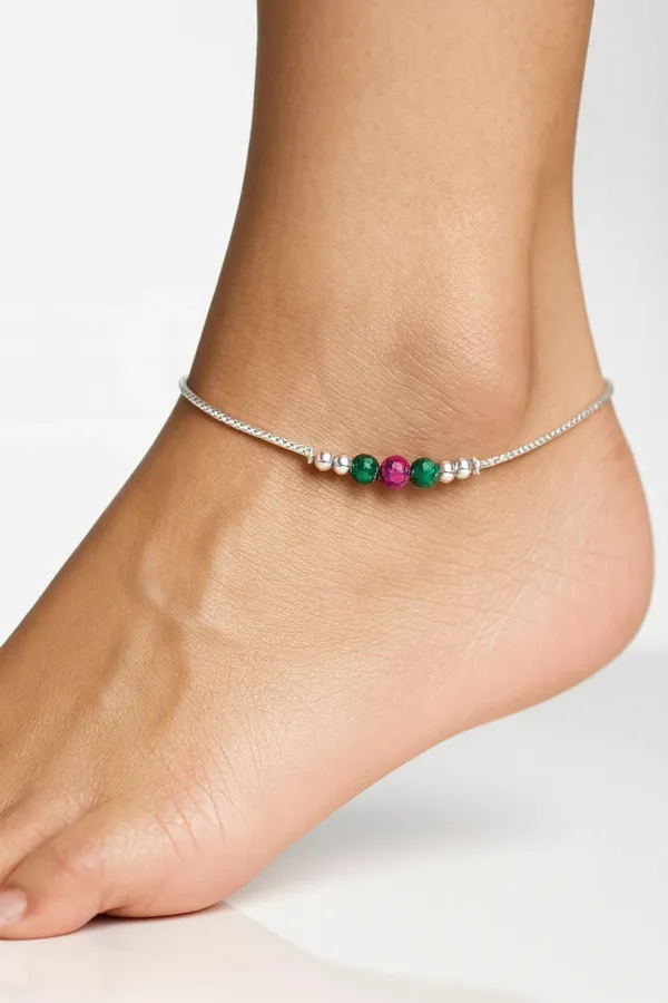 Aurora_Tranquil_Beaded_Silver_Pair_Of_Anklet_Triple_Hue_Charms_For_Serene_Grace_Pair