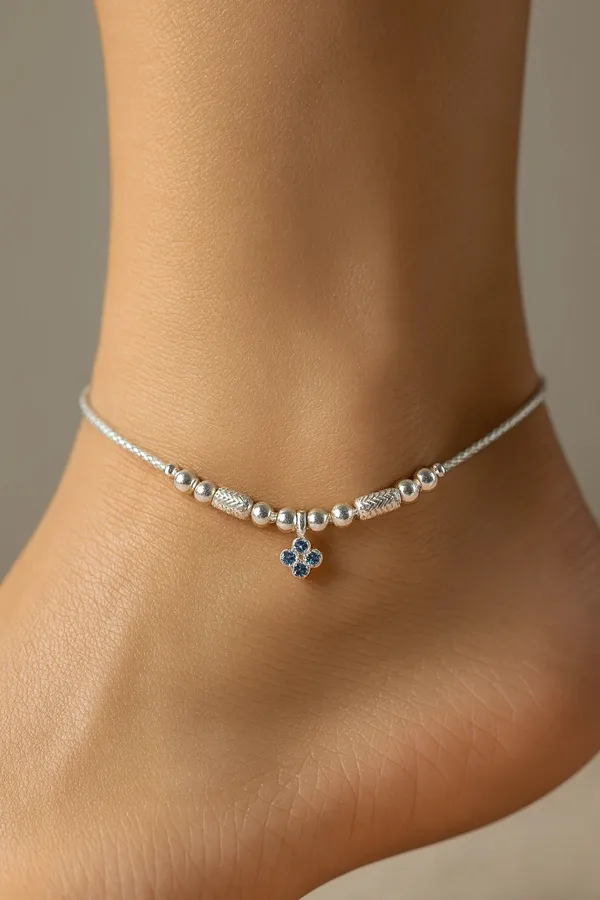 Blue_Blossom_Whisper_Silver_Anklet_Beaded_Charm_For_Poised_Everyday_Shine_Single