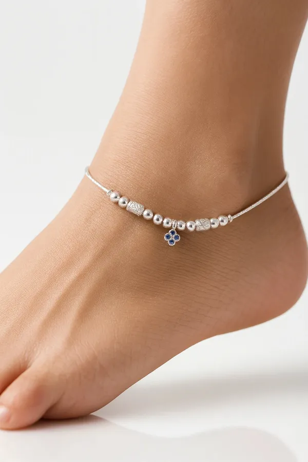 Blue_Blossom_Whisper_Silver_Anklet_Beaded_Charm_For_Poised_Everyday_Shine_Pair