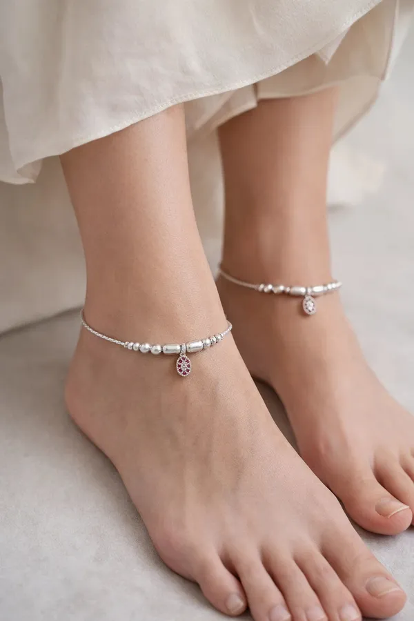 Ruby_Halo_Glow_Fine_Silver_Anklet_With_Beaded_Oval_Charm_Accent_Pair