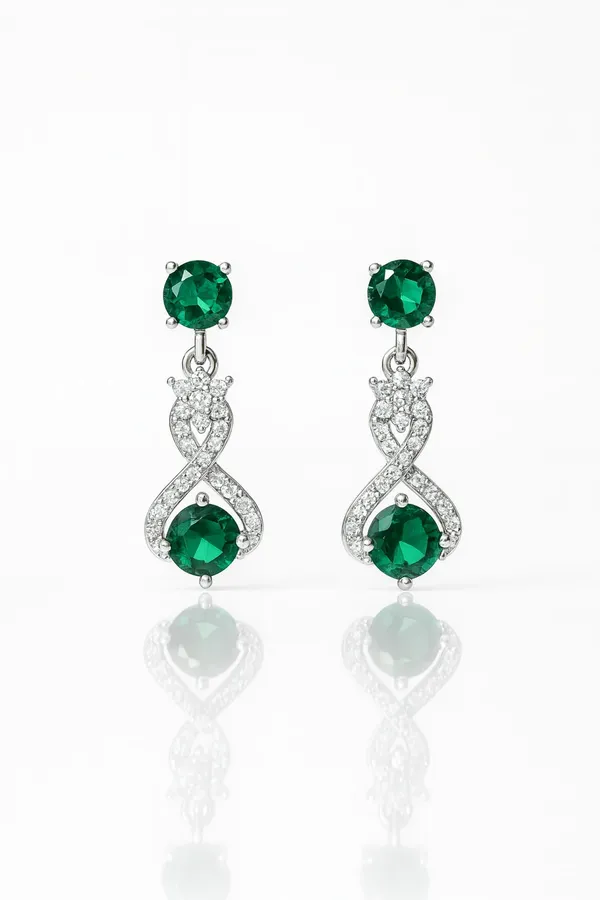 Emerald_Radiance_Exquisite_Oxidised_Silver_Drop_Earrings_Default_Title