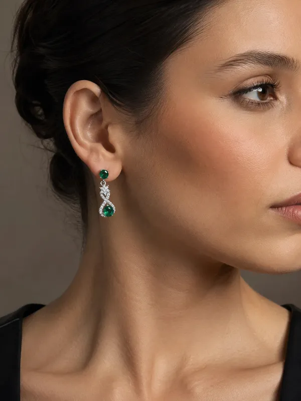 Emerald_Radiance_Exquisite_Oxidised_Silver_Drop_Earrings_Default_Title