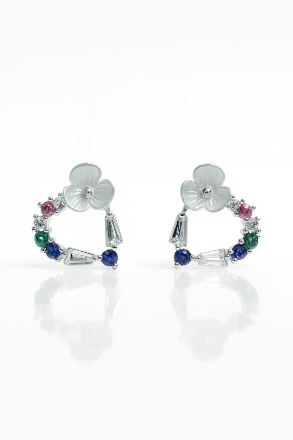 Enchanted_Garden_Multicolor_Gemstone_Silver_Blossom_Earrings_Default_Title