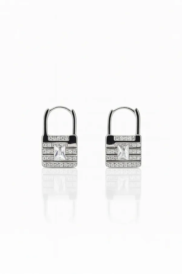 Lock_Light_Radiant_Princess_Cut_Silver_Padlock_Earrings_Default_Title
